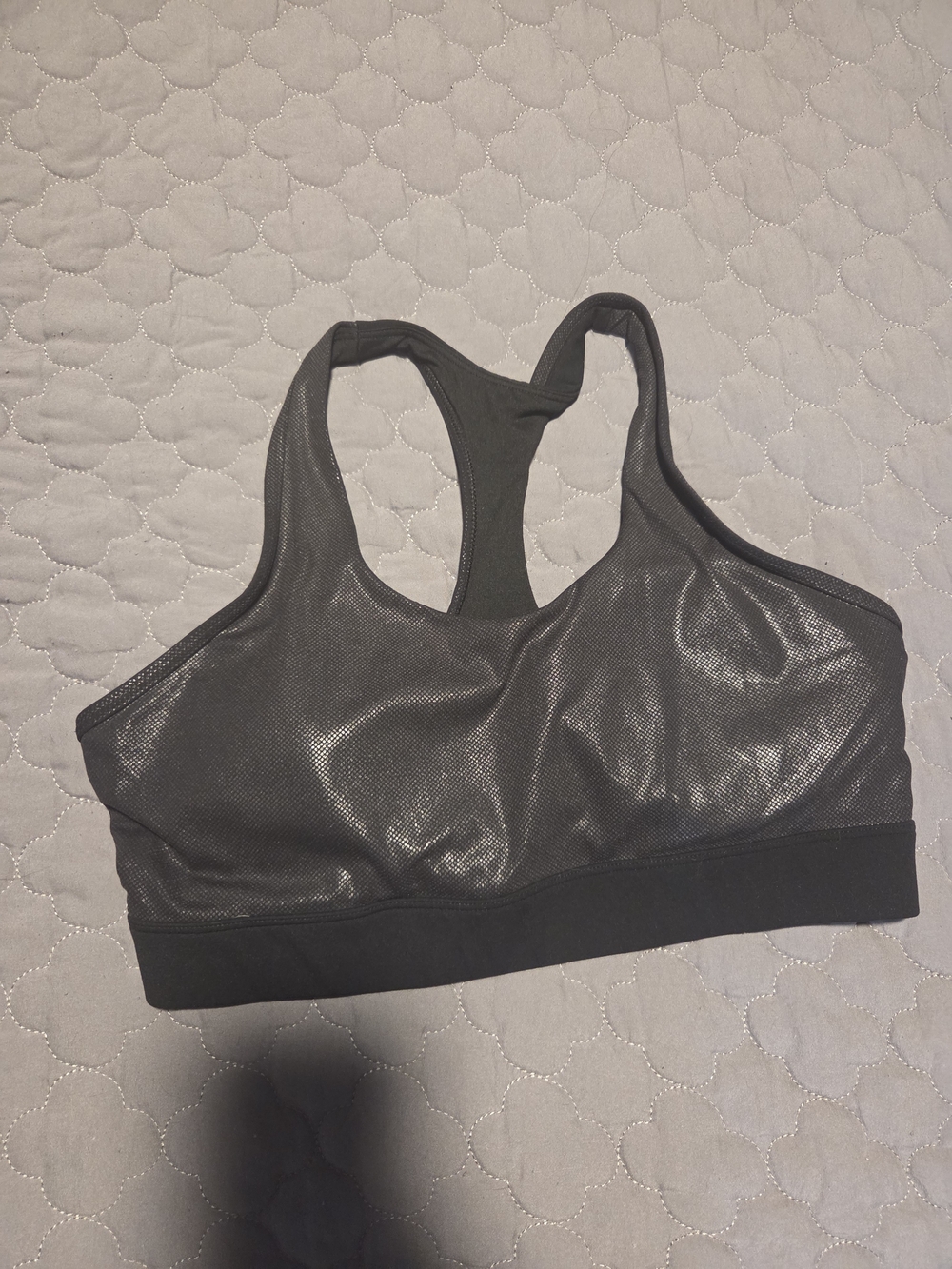 Shimmery Black Racerback Sports Bra